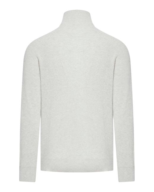 Brunello Cucinelli White Turtle Neck Sweater for men