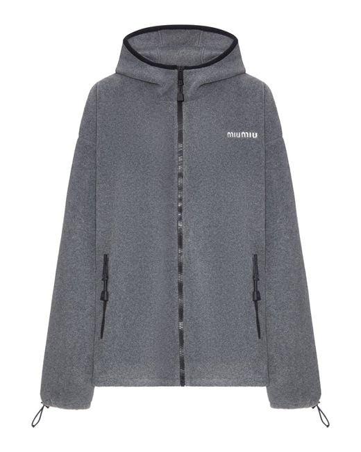 Miu Miu Gray Technical Fleece Hoodie