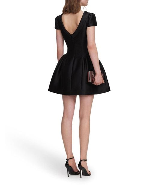Self-Portrait Black Taffeta Mini Dress With Collar