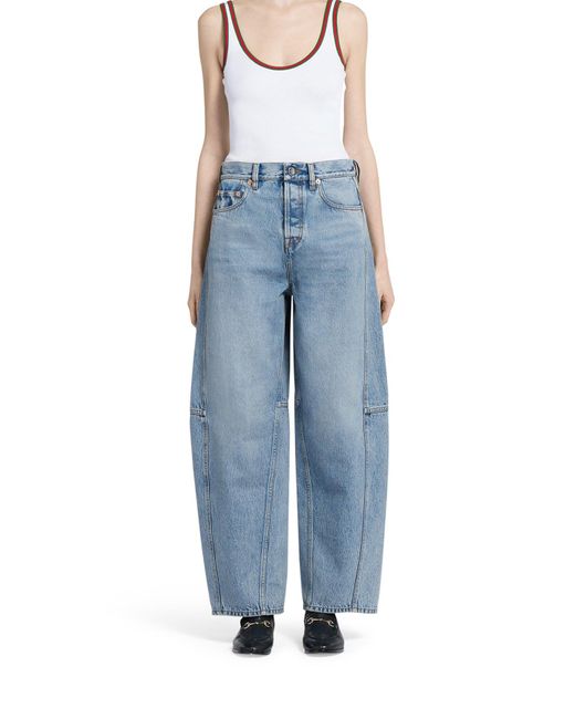 Gucci Blue Balloon Denim Pant With Petite Fit