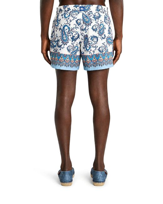 Etro Blue Swimsuit With Paisley Ramage Print for men