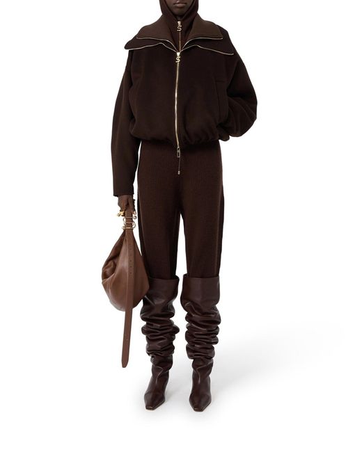 Bomber in pura lana con davantino rimovibile di Sportmax in Brown