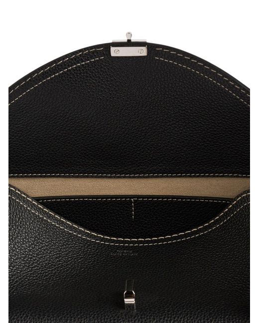 Totême Black T-Lock Leather Bag With Contrasting Stitching