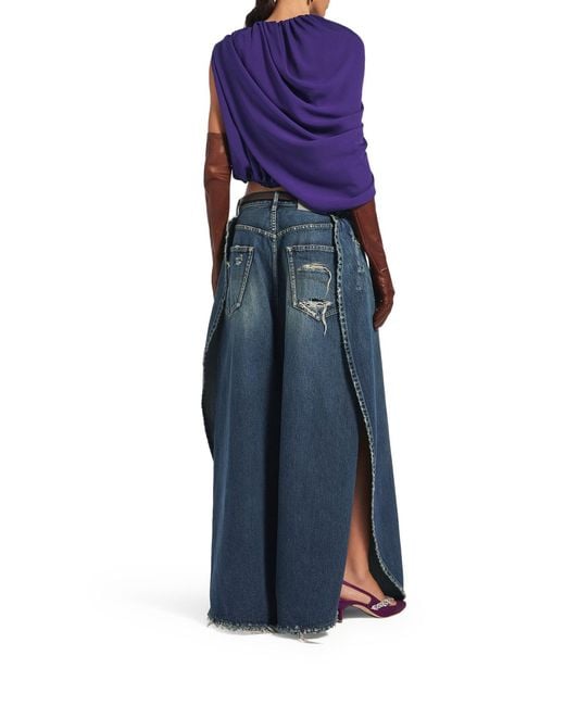 Balenciaga Purple Silk Cady Cape Top