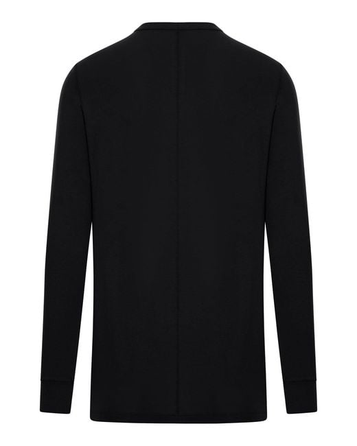 Rick Owens Black Long-Sleeved Cotton Jersey T-Shirt for men