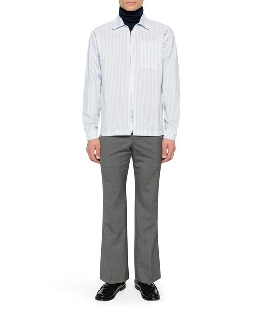 Prada White Technical Fabric Shirt With Striped Pattern for men