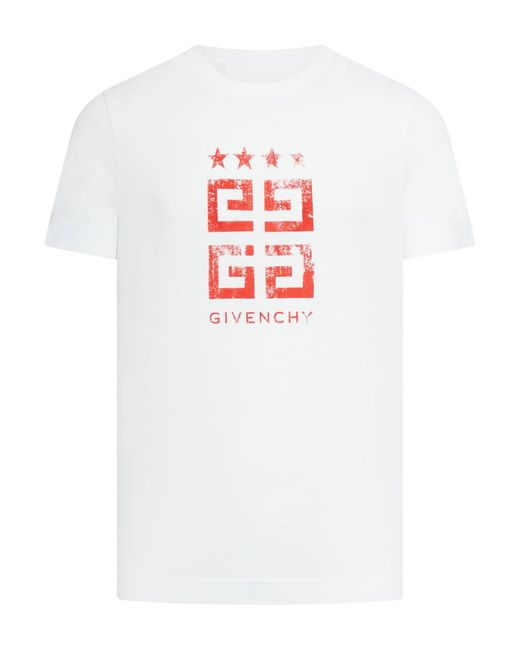 T-shirt slim 4g stars in cotone di Givenchy in White da Uomo