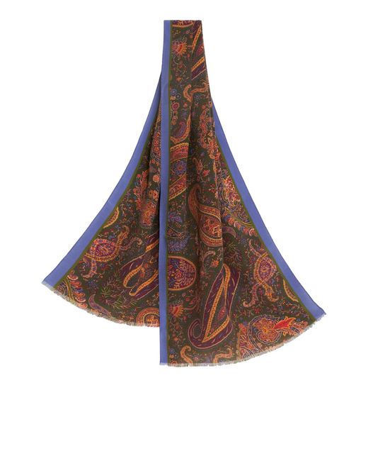 Sciarpa in seta con stampa paisley di Etro in Brown da Uomo