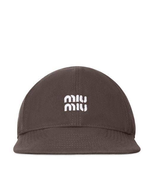 Miu Miu Brown Denim Baseball Cap