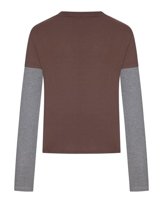 Miu Miu Brown Layered Long-Sleeved T-Shirt