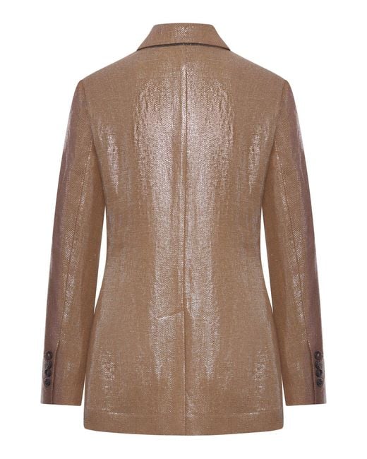 Brunello Cucinelli Brown Double-Breasted Blazer