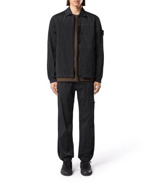 Stone Island Black Nylon Overshirt With Badge for men