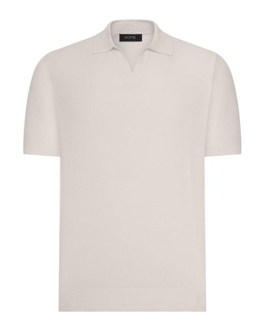 Nome G White Short-Sleeved Silk And Cotton Polo Shirt for men
