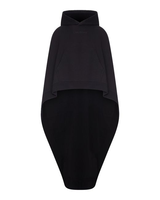 Balenciaga Blue Oversized Asymmetric Hooded Sweatshirt Cape