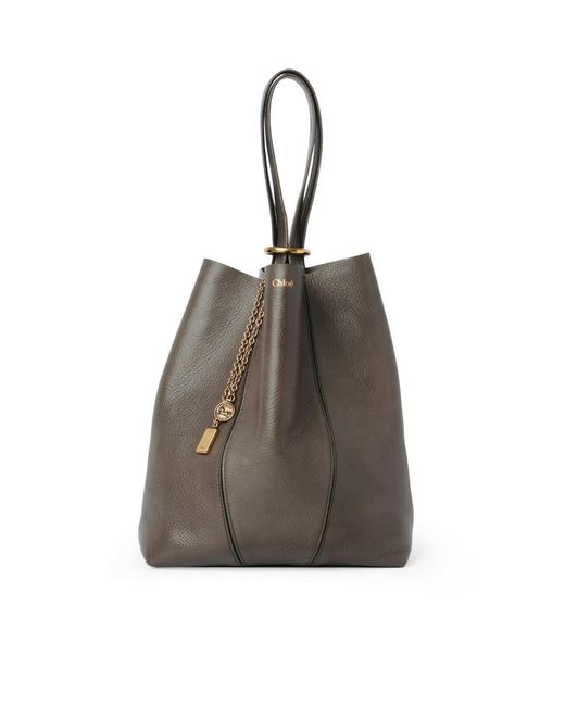 Chloé Brown Chloé Spin Tote Bag