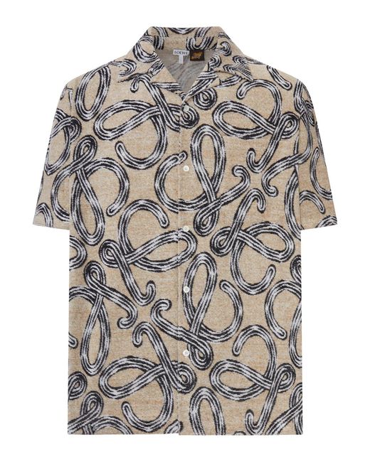Loewe Gray X Paula's Ibiza Short-Sleeved Shirt With All-Over Anagram for men