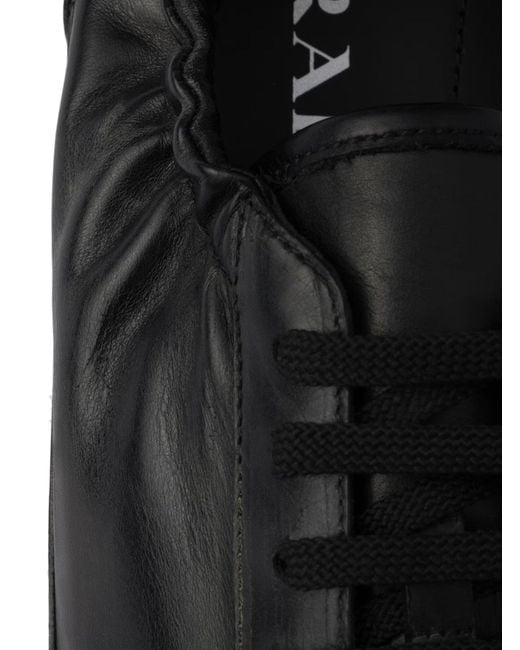 Prada Black Collapse Leather Sneakers for men