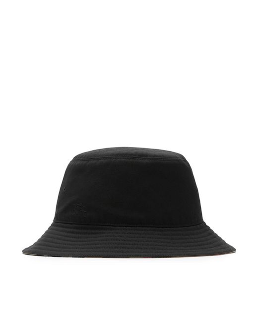 Burberry Black Reversible Check Print Bucket Hat for men
