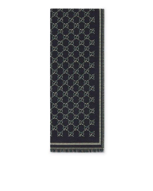 Gucci Black Gg Jacquard Wool Scarf for men
