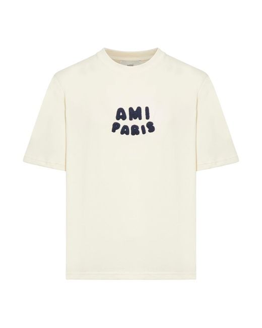 AMI White T-Shirt With Contrasting Logo for men