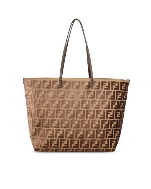 Fendi Brown Large Velvet Roll Bag