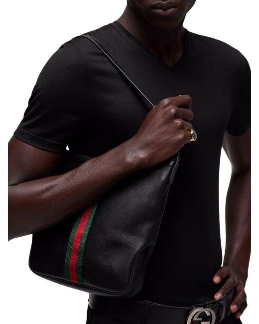 Gucci Black Medium Size Lunette Shoulder Bag for men