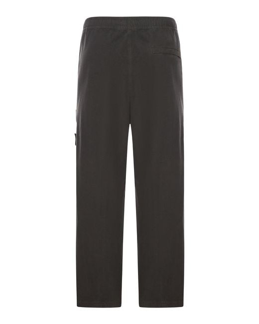 Stone Island Gray Cotton Ripstop Cargo Trousers for men
