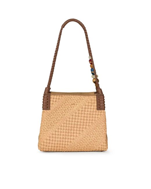 Etro White Libra Small Raffia Shopping Bag