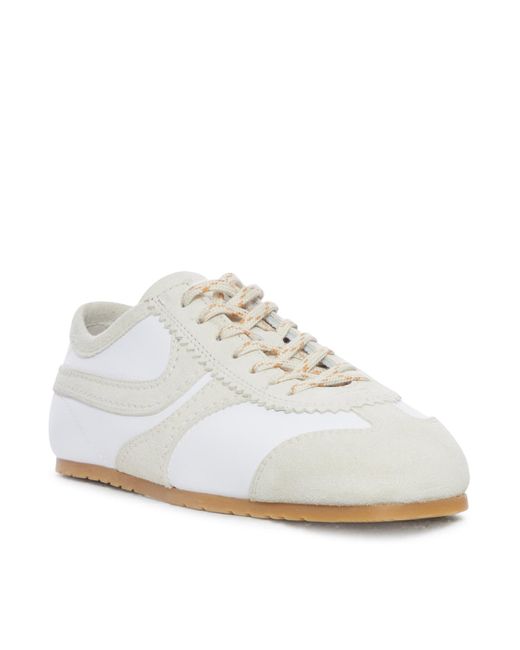 Sneakers bicolor in pelle e pelle scamosciata di Dries Van Noten in White