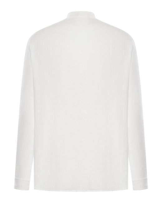 Camicia il lino con colletto alla coreana di Transit in White da Uomo