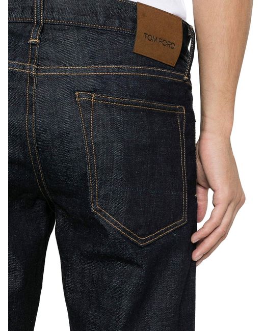 Jeans slim con applicazione di Tom Ford in Blue da Uomo