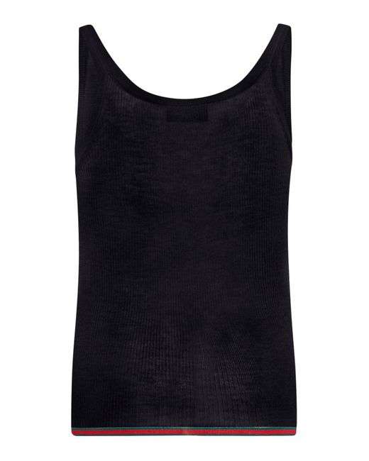 Gucci Black Ribbed Silk And Cashmere Tank Top