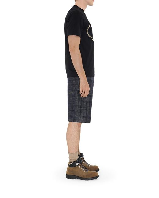 Burberry Black Cotton T-Shirt With Front Logo for men