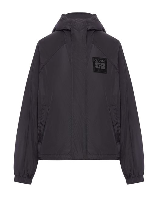 ジャケット NYLON JACKET WITH GANNI LOGO PATCH Ganni Nylon Jacket With Logo Patch in Blue | Lyst UK