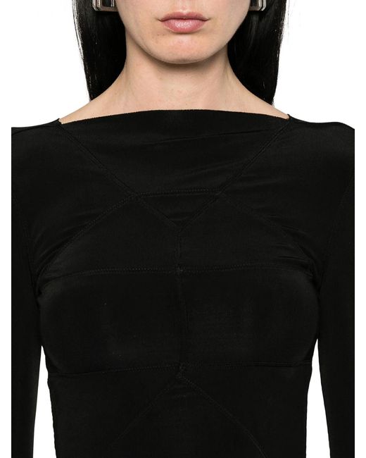 Rick Owens Blue Fitted Temple Top With V-neck Back
