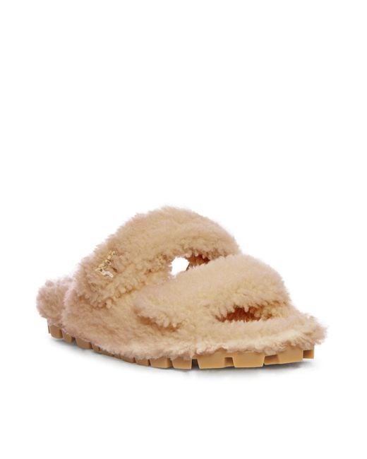 Miu Miu White Shearling Sandals