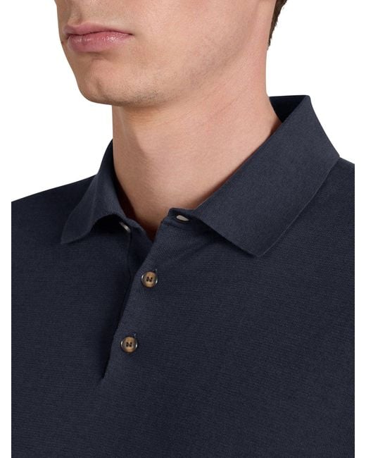 Zanone Blue Slim Fit Cotton And Silk Polo Shirt for men