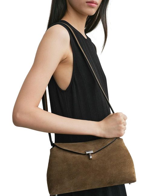 T-lock suede clutch di Totême  in Brown