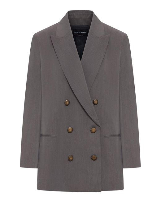 Giorgio Armani Gray Tailored Double-Breasted Silk Blazer