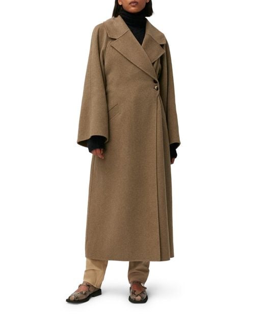 Ganni Natural Long Wool Coat