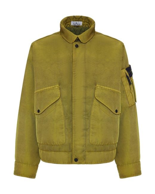 Stone Island Green Jacket With Utility Pockets for men