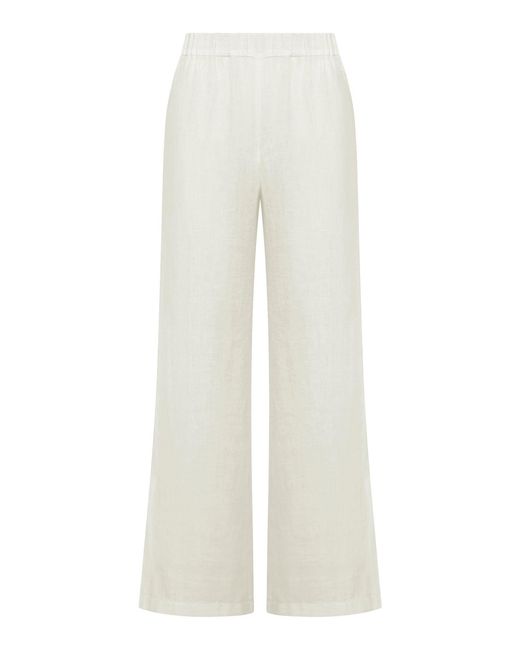 120% Lino White Linen Pants