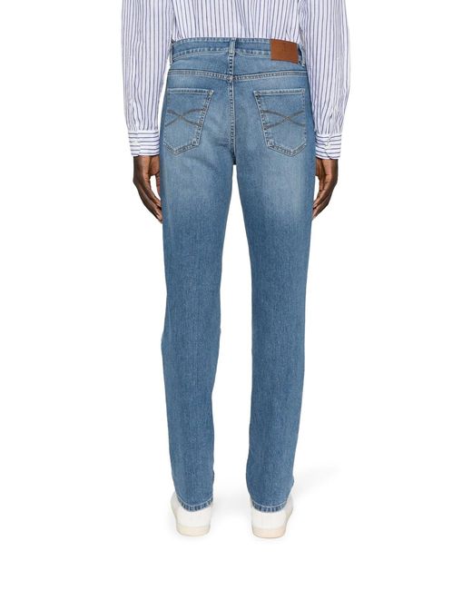 Brunello Cucinelli Blue Light Wash Denim Jeans for men