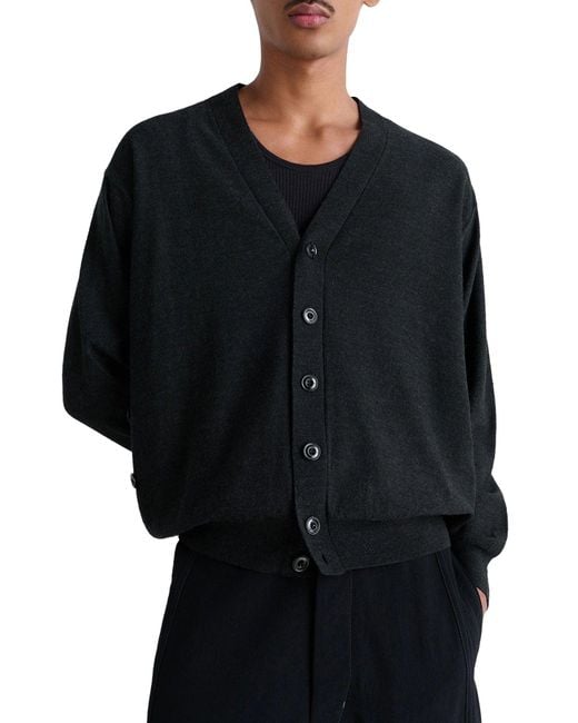 Lemaire Black Twisted Wool Cardigan for men