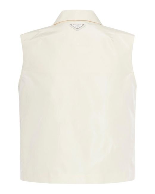 Prada White Sleeveless Faille Shirt