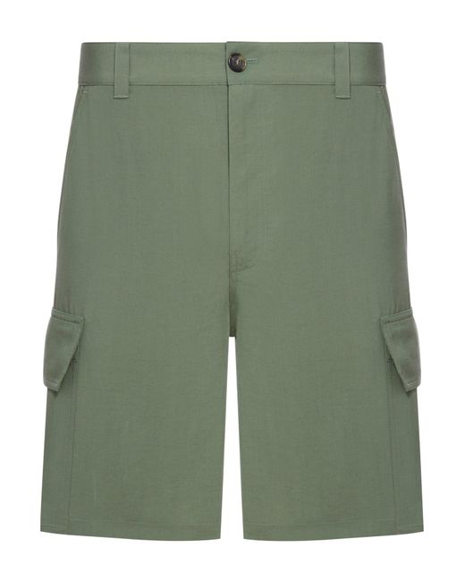 Loewe Green Viscose And Linen Cargo Shorts for men