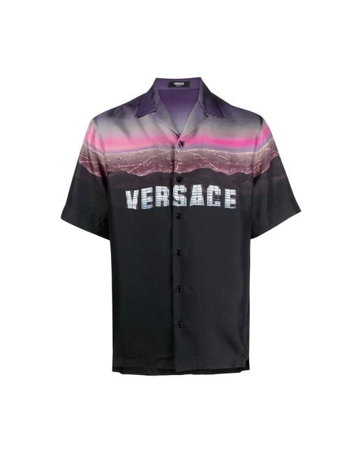 Versace Black Hills Print Silk Shirt for men