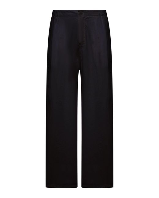 Transit Black Wide-Leg Linen Blend Trousers for men