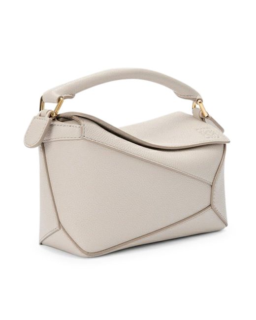 Borsa puzzle edge mini in pelle granata di Loewe in White