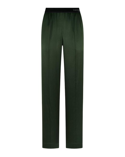 Tom Ford Green Stretch Silk Satin Trousers